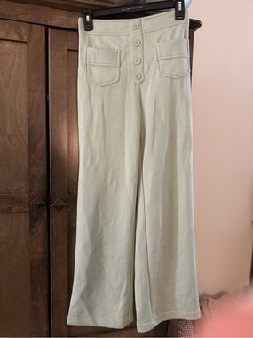 High-Rise Wide Leg Pants in Mint Green